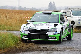 Rovanperä v roce 2019 s tovární Fabií R5 evo na Rally Bohemia