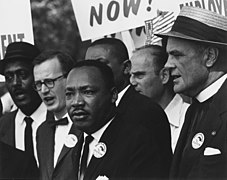 Civil Rights March on Washington, D.C. (Dr. Martin Luther King, Jr. and Mathew Ahmann in a crowd.) - NARA - 542015 - Restoration