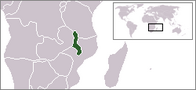 A map showing the location of Malawi