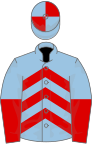 Light Blue, Red chevrons, halved sleeves, quartered cap