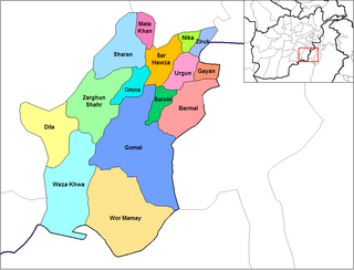 <span class="mw-page-title-main">Mata Khan District</span> District in Paktika, Afghanistan