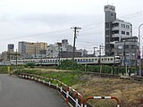 北陸本線より地鉄線を跨ぐ日本カーバイド分岐線跡（本新町）