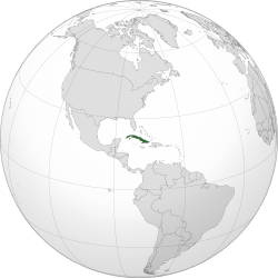 Cuba, shown in dark green