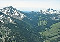 North aspects of Red Mountain (left) and Krag Peak (right). Cliff Creek valley centered