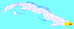 Imías municipality (red) within Guantánamo Province (yellow) and Cuba