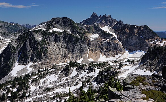 Northwest aspect, with Bears Breast Mountain behind