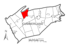 Map of Cumberland County, Pennsylvania highlighting Upper Frankford Township