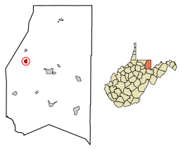 Location of Reedsville in Preston County, West Virginia.