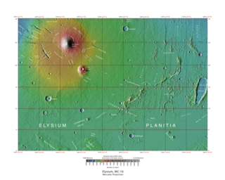 <span class="mw-page-title-main">Elysium quadrangle</span> One of 30 quadrangle maps of Mars used by the US Geological Survey