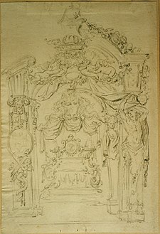 Willem Herreyns, Ontwerp voor een troon of voor een praalbed, Museum Plantin-Moretus (bruikleen Erfgoedfonds)