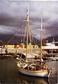 «Voordewind» le type Colin Archer de William Atkin, «Eric», 1960, construit à Breskens. Sur la photo Laurent Velleman lors de son tour du monde en solitaire entre 1972 et 1977