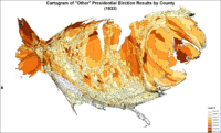 Cartogram of "Other" presidential election results by county