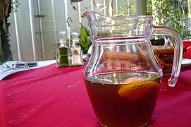 Chicha morada served with pipeño