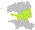 Carte de localisation de Landévennec au sein de l'arrondissement de Châteaulin