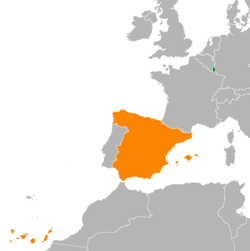 Map indicating locations of Luxemburg and Spain
