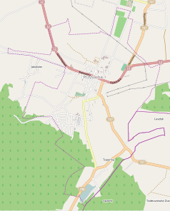 Mapa konturowa Przysuchy, blisko prawej krawiędzi nieco na dole znajduje się punkt z opisem „Blachownia”