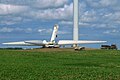 Wind turbine blade assembly being prepared for installation near St. Leon, Manitoba.