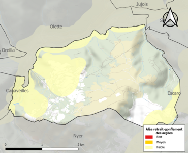 Carte des zones d'aléa retrait-gonflement des argiles.