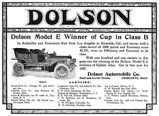 <span class="mw-page-title-main">Dolson</span> Defunct American motor vehicle manufacturer