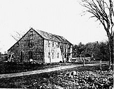 c. 1643 Edmund Rice homestead in Sudbury (now Wayland, Massachusetts), destroyed by fire ca 1912