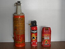 Halon-based hand-held fire extinguishers Halon extinguishers.jpg