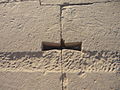 Egyptian stonework showing tool marks and butterfly interlocks in the Temple of Kom Ombo begun 180-145 BC