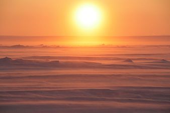 Solnedgång vid Laptevhavet.