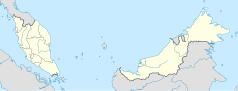 Mapa konturowa Malezji, po lewej nieco na dole znajduje się punkt z opisem „Sepang International Circuit”