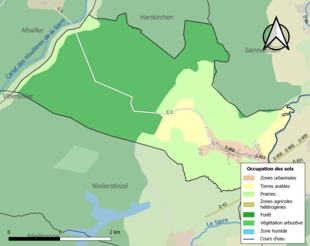 Carte en couleurs présentant l'occupation des sols.