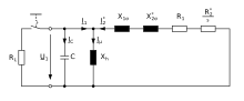 Equivalent circuit of induction generator Asynch-esb-2.svg