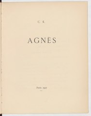 Catherine Pozzi, Agnès, 1927    