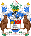 Герб на град Окланд с цъфнал новозелански лен като нашлемник