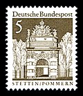 1966 erinnert eine bundesdeutsche Briefmarke an das Berliner Tor und damit an die deutsche Vergangenheit in Stettin