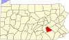 State map highlighting Lebanon County