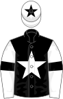 Black, white star and sleeves, black armlets, white cap, black star