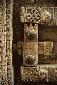 Detail of intricate wooden door