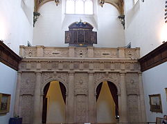 The stone screen in the hall at Wollaton Hall outside Nottingham