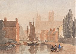 David Cox, "Lincolni katedraal Brayford Pooli äärest" (u 1808)