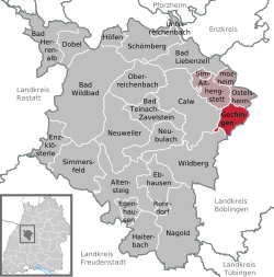 Elhelyezkedése Baden-Württemberg térképén