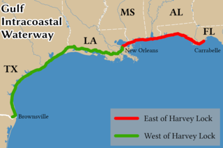 <span class="mw-page-title-main">Gulf Intracoastal Waterway</span> Portion of the Intracoastal Waterway located along the Gulf Coast of the United States