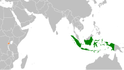 Map indicating locations of Indonesia and Rwanda
