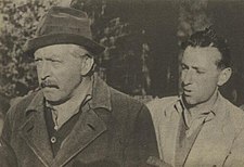 Režisér Jiří Weiss s L.H. Strunou při natáčení filmu „Uloupená hranice“