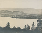 Kelowna in 1909 as viewed from across Okanagan Lake