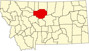 Map of Montana highlighting Chouteau County