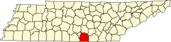 Karte von Franklin County innerhalb von Tennessee