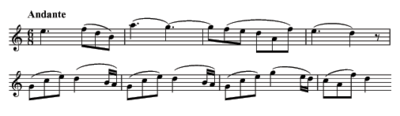 Two staves of printed music notation