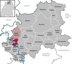 Elhelyezkedése Baden-Württemberg térképén