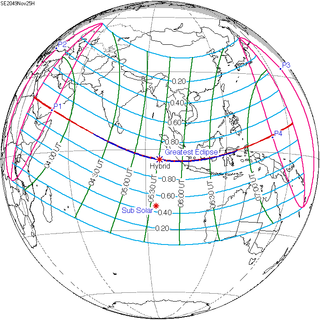 <span class="mw-page-title-main">Solar eclipse of November 25, 2049</span> Total eclipse