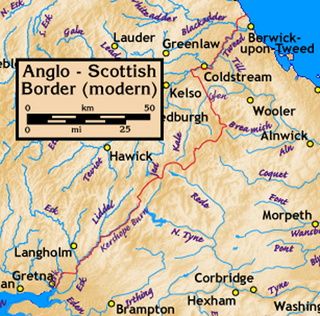 Anglo-Scottish border 96 mile long border between England and Scotland