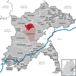 Elhelyezkedése Baden-Württemberg térképén